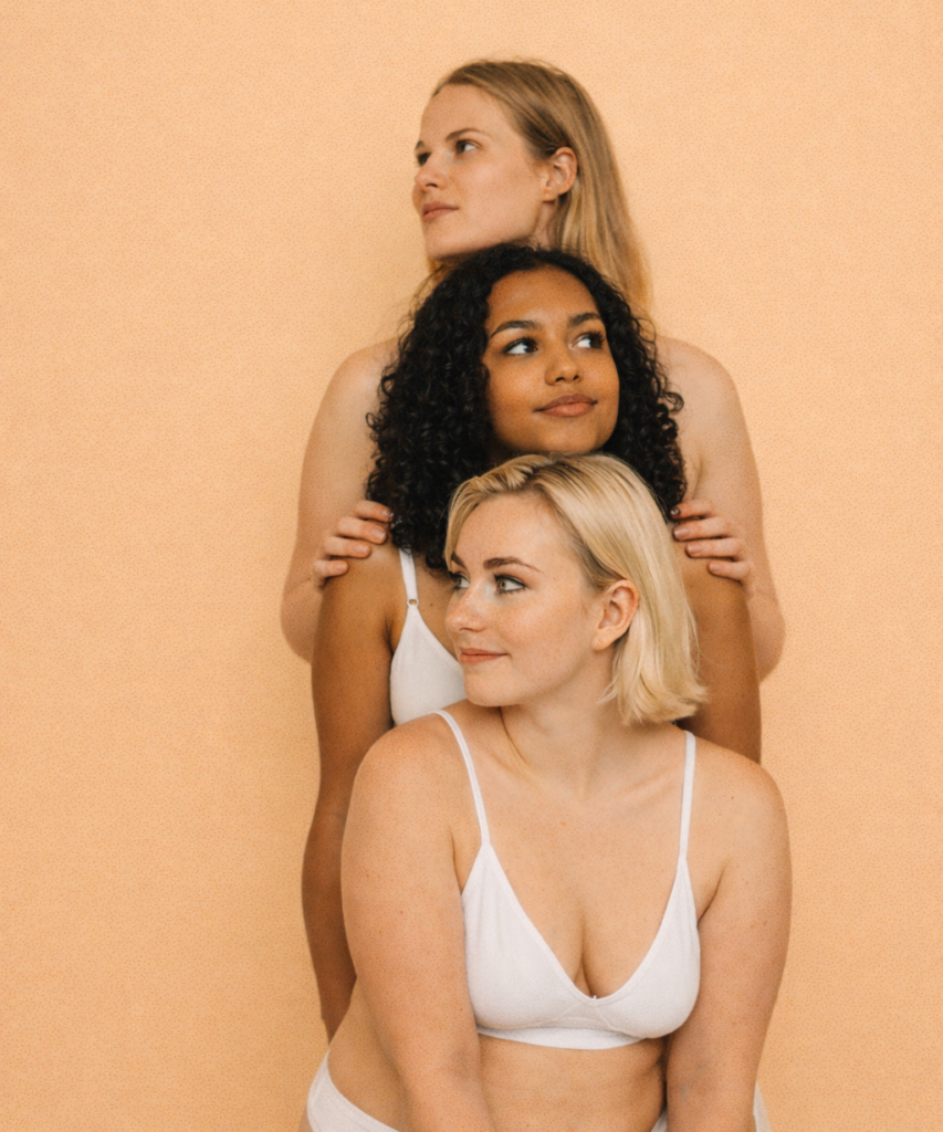 Representación visual de diferentes tipos de cuerpo en un contexto de medicina estética, asociada a la valoración médica para tratamientos de lipólisis láser en Madrid.